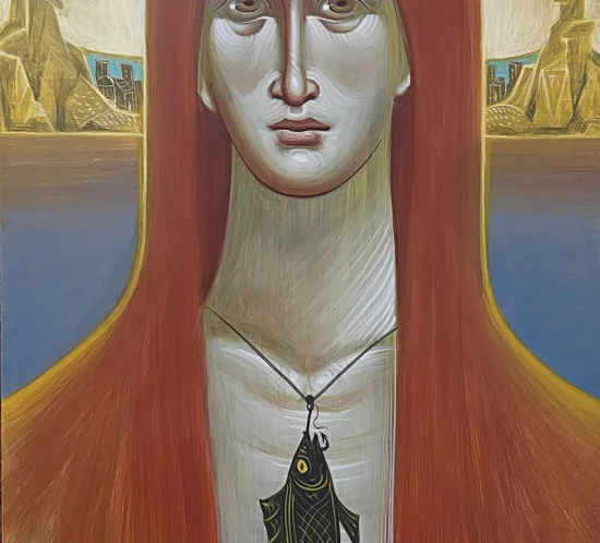 The red-hair woman. Egg tempera on gesso board.